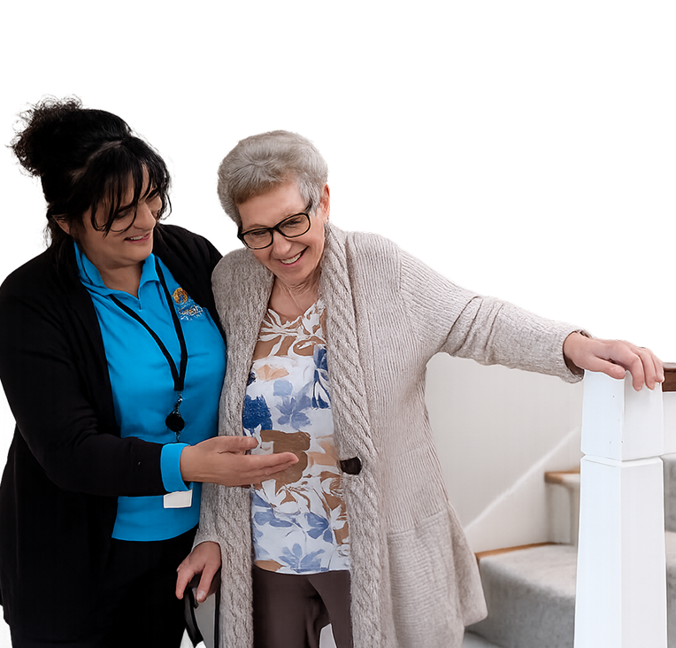 Caregiver helping client