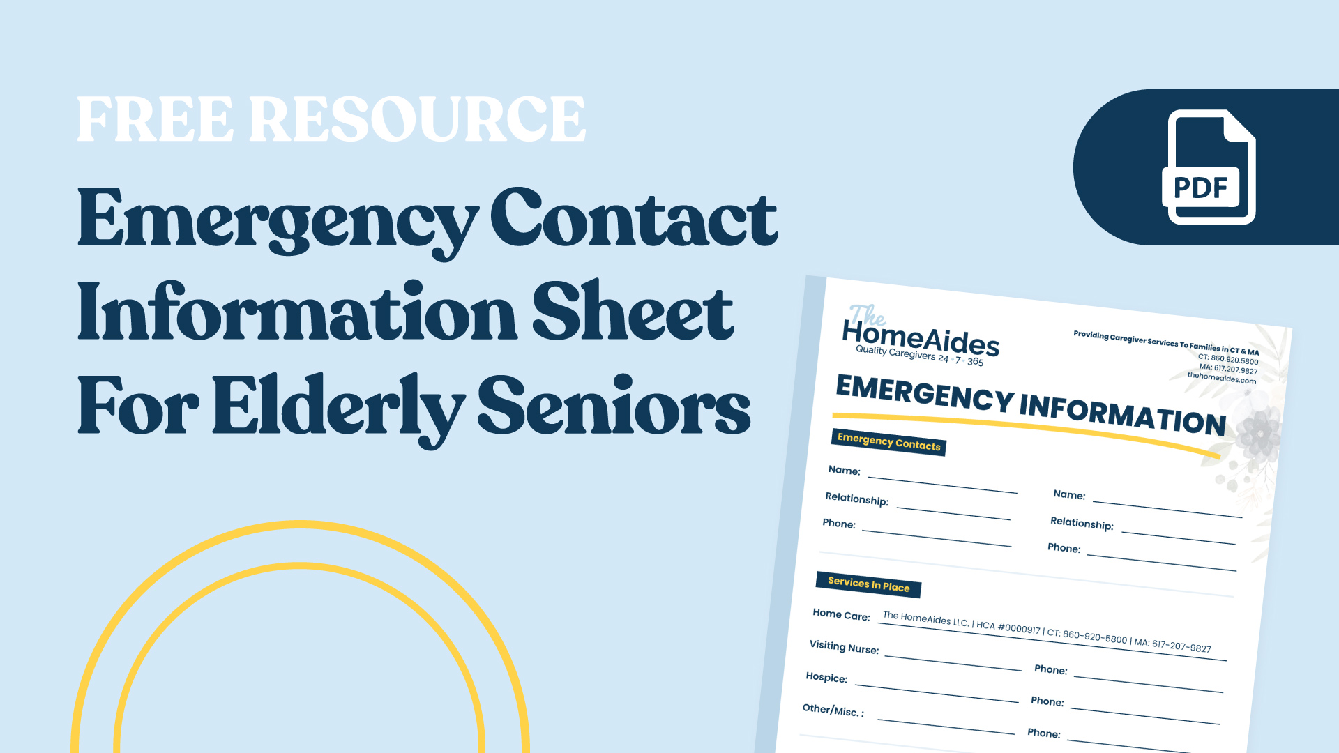 Free Emergency Contact Information Sheet for Seniors